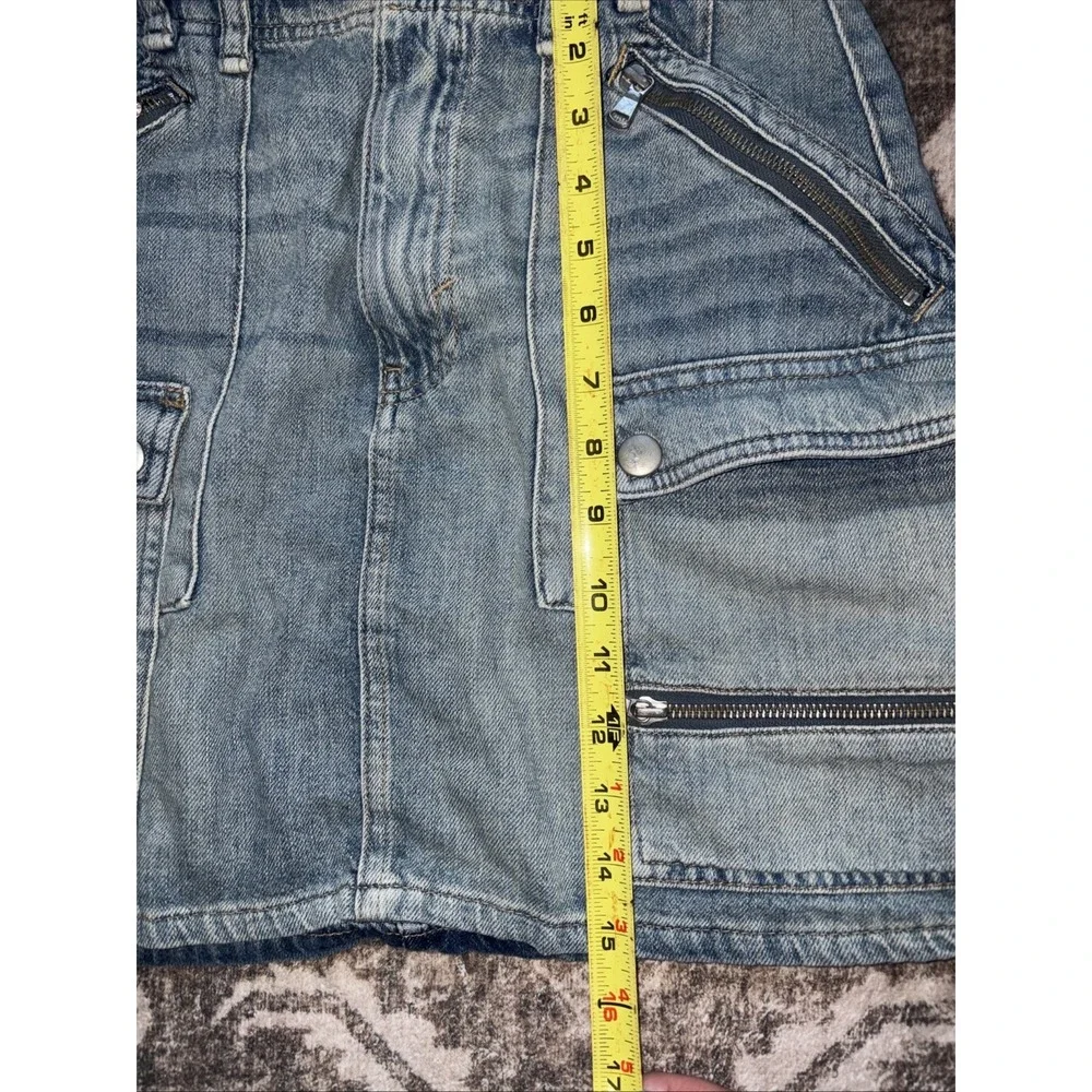 Free People We The Free Avenue Denim Skirt Y2K Cargo Utility Size 27